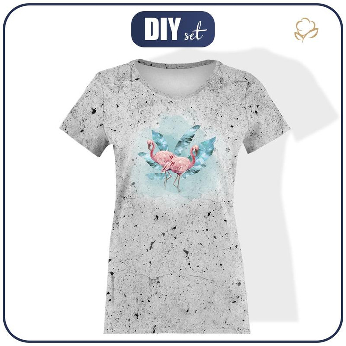 DAMEN T-SHIRT - FLAMINGOS Ms. 2 / beton - Single Jersey L