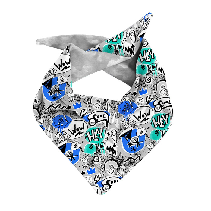 KID'S CAP AND SCARF (CLASSIC) - GRAFFITI / blue (SCHOOL DRAWINGS) 55-58