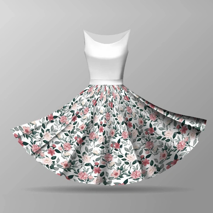 Duży panel na spódnicę z koła - KREPA - BEAUTIFUL FLOWERS