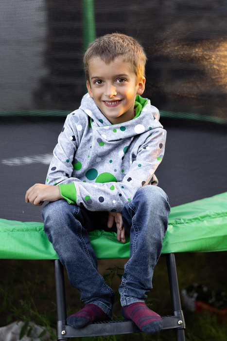 GREEN DOTSIES / ACID WASH GREY - Waterproof woven fabric