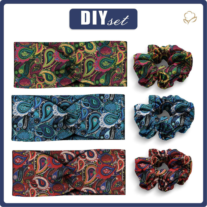HEADBAND AND HAIR ELASTIC 3KPL - PATTERN 9 - sewing set teenager / adult