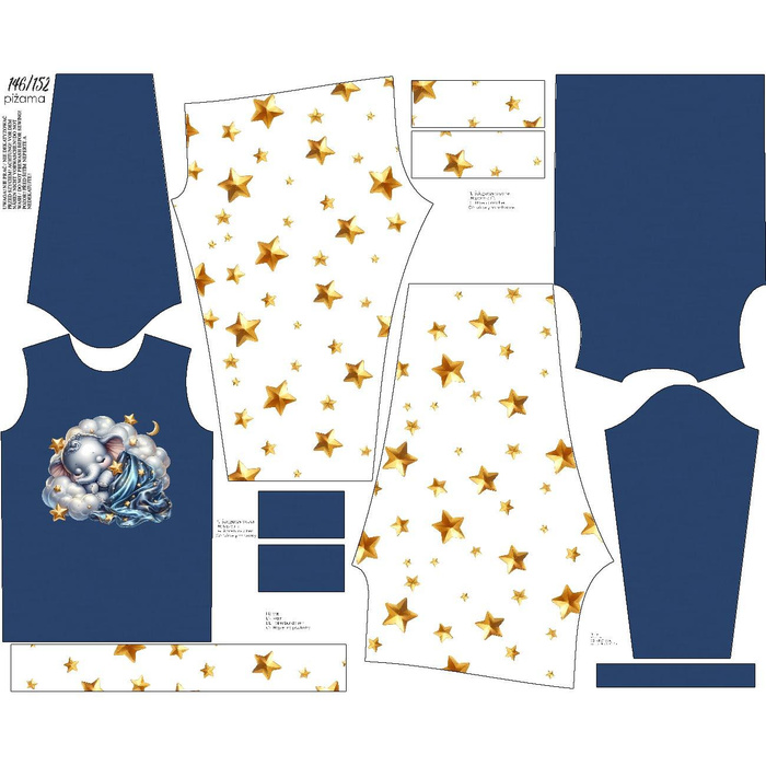 CHILDREN'S PAJAMAS " MIKI" - SLEEPING ELEPHANT - sewing set (122/128)