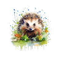 WATERCOLOR HEDGEHOG - panel (75cm x 80cm) Waterproof woven fabric