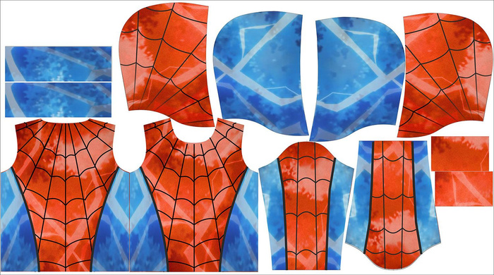 KIDS HOODIE - SPIDER’S WEB (red) - looped knit fabric (98/104)