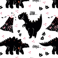 BLACK DINO / ARR - Cotton woven fabric