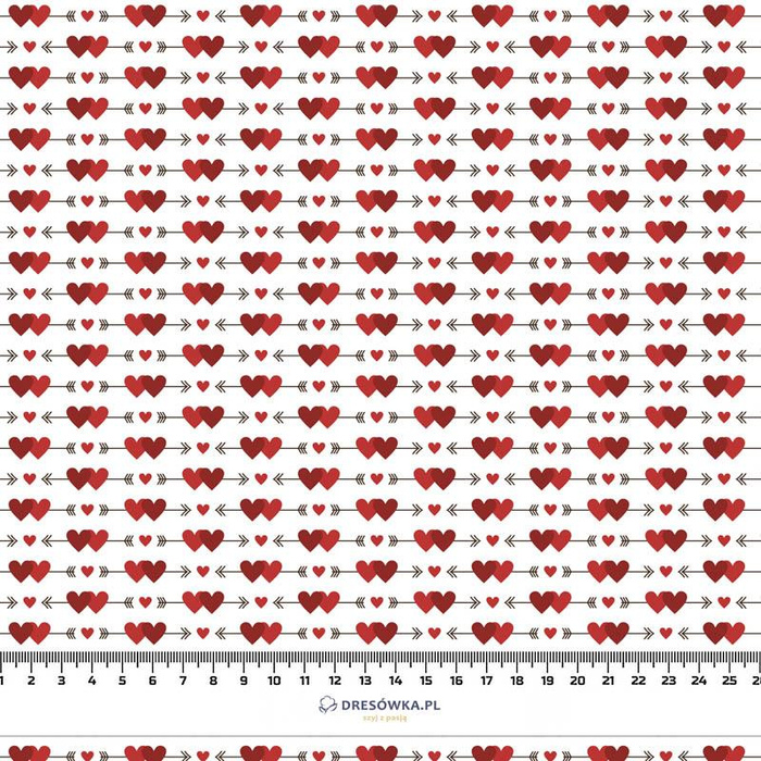  ARROWS AND HEARTS pat. 2 / white (VALENTINE'S MIX) - Cotton woven fabric