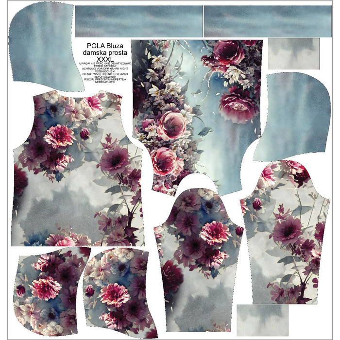 BLUZA DAMSKA (POLA) CLASSIC Z KAPTUREM - VINTAGE FLOWERS WZ. 5 - zestaw do uszycia XL