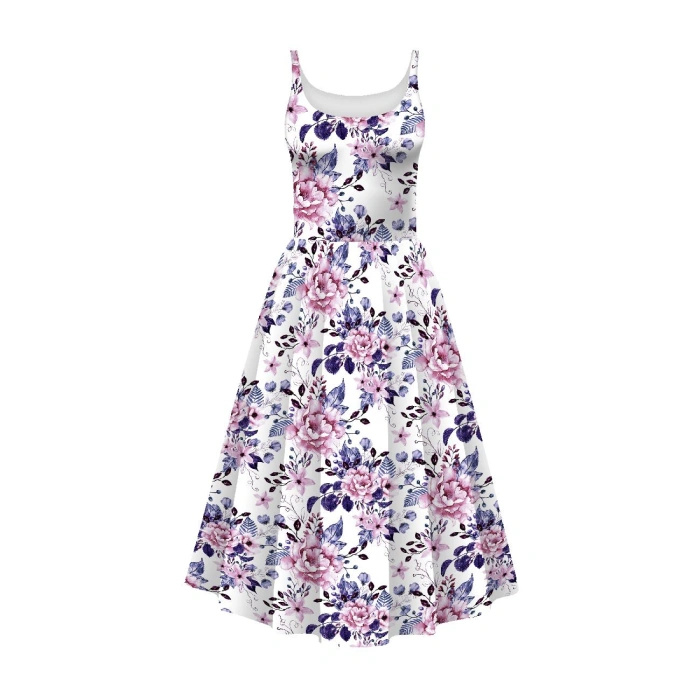 DRESS "ISABELLE" - WILD ROSE FLOWERS PAT. 1 (BLOOMING MEADOW) (Very Peri) - sewing set L