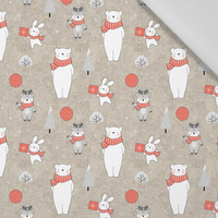 TIERE MIT SCHALS MS. 2 (WINTERSPIEL) / ACID WASH BEIGE - Baumwoll Webware