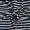 VISCOSE JERSEY - PRUHY TMAVĚ MODRÁ / BÍLÁ 1,0 cm x 0,5 cm