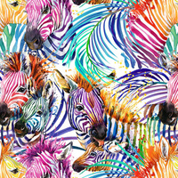ZEBRA (regenbogenfarbig) / weiß - Viskose Jersey