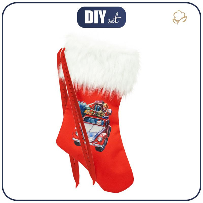 VŮZ MIKULÁŠE / červený - Sada vánoční ponožky