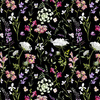 PASTELL BLUMEN / schwarz - Wasserabweisende Webware