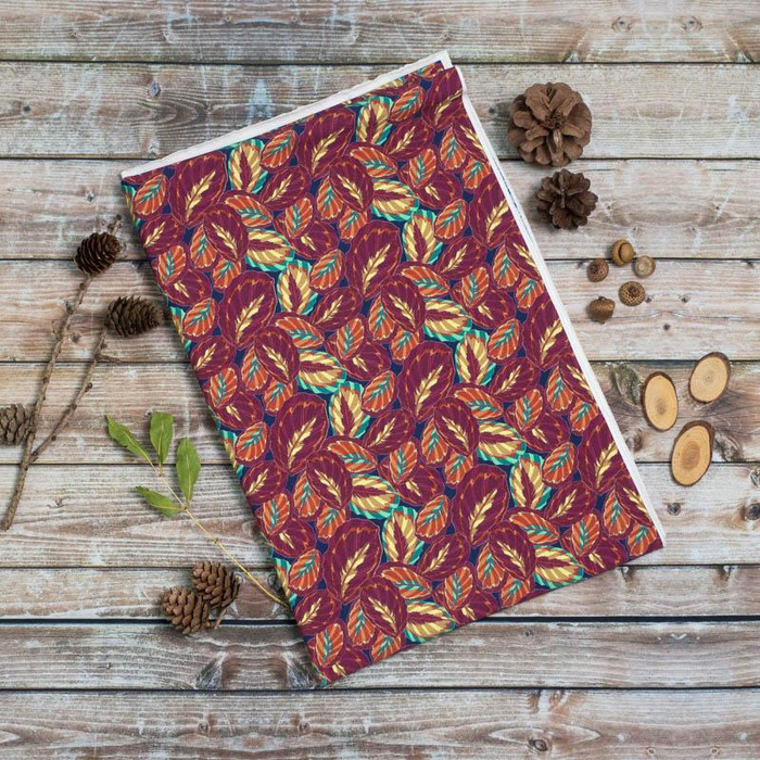 PURPLE LEAVES (VINTAGE) - looped knit fabric