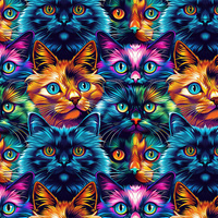 COLORFUL CATS - quick-drying woven fabric