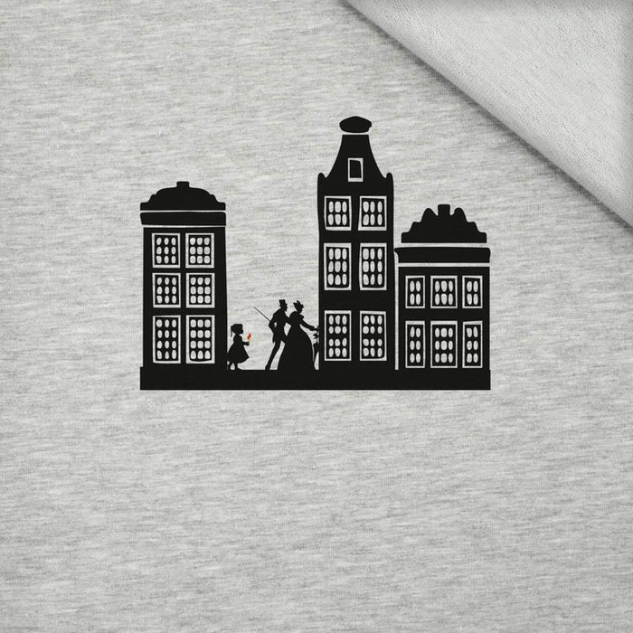 DAS KLEINE MÄDCHEN MIT DEN SCHWEFELHÖLZERN- M-01 melange hellgrau- Paneel Sommersweat