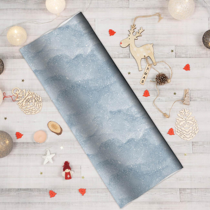 SNOW / light blue (PAINTED ON GLASS)- Upholstery velour 