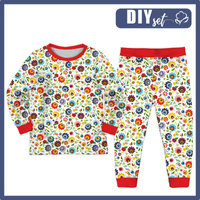 CHILDREN'S PAJAMAS " MIKI" - LOWICZ FOLKLORE / white - Elastic cotton knit fabric (98/104)