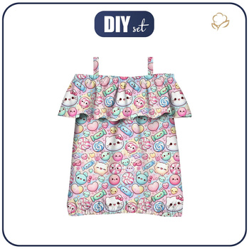 Bardot neckline blouse (SARA) - SWEETS WZ.12 - sewing set - 146-152