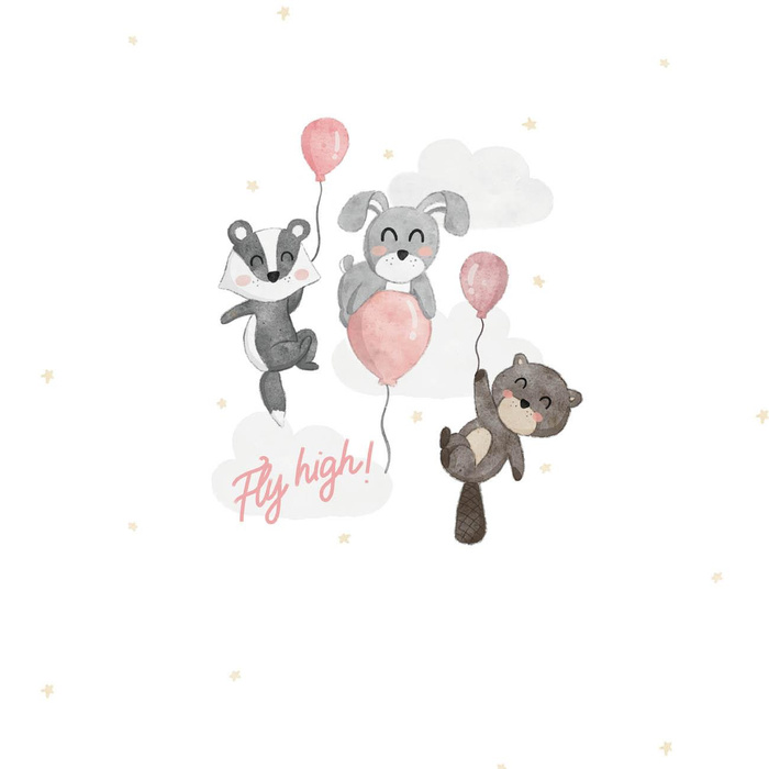 FLY HIGH M. 2 / Rosa - Paneel (60cm x 50cm) SINGLE JERSEY 