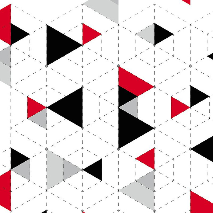 GEOMETRIC TRIANGLES RED 2 / white - looped knit 
