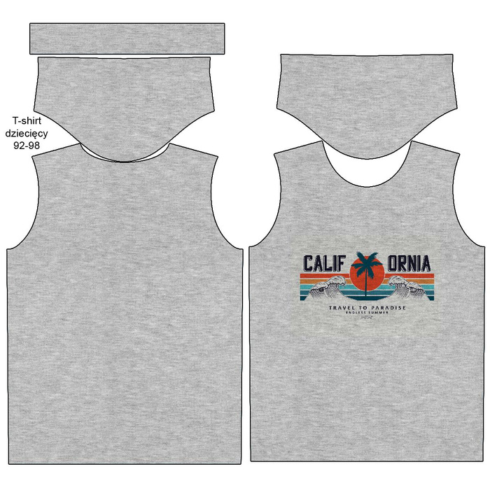 KINDER T-SHIRT - CALIFORNIA Ms. 1 / melange hellgrau  - Single Jersey (116/122)