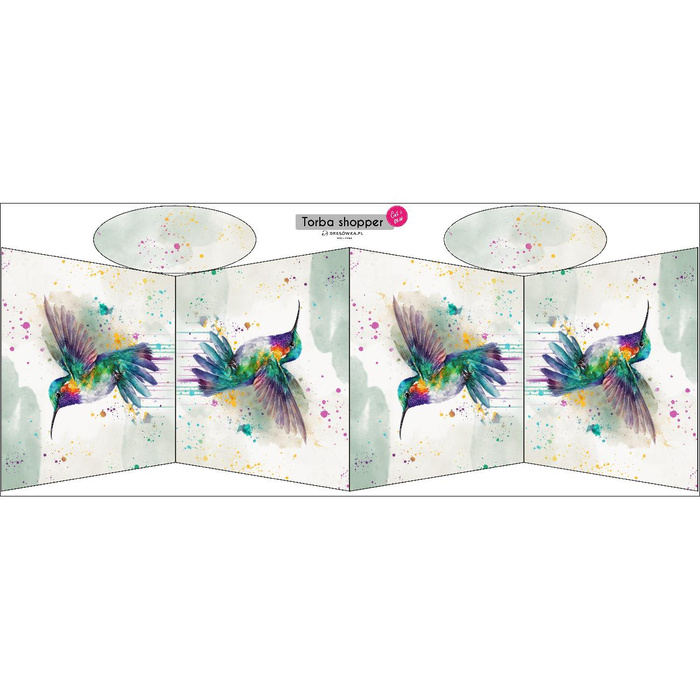 TOTE BAG - WATERCOLOR HUMMINBIRD - sewing set