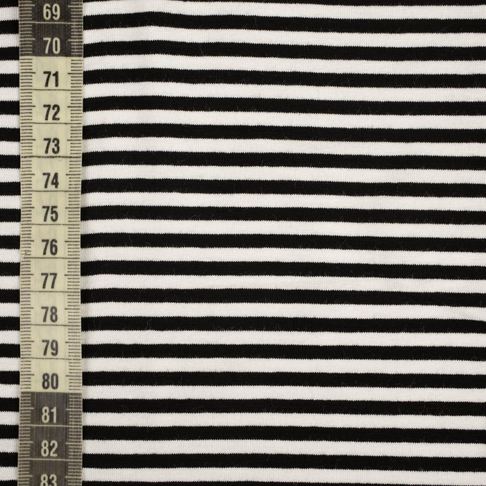 Viscose jersey - STRIPES WHITE / BLACK 0,5cm x 0,5cm