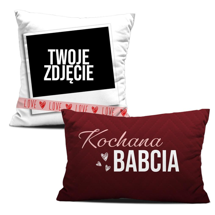 OZDOBNÉ POLŠTÁŘE - KOCHANA BABCIA - S VLASTNÍM POTISKEM - Sada šití