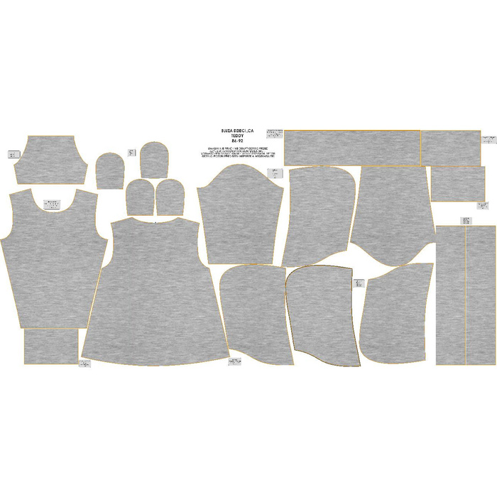 KID'S HOODIE TEDDY (PARIS) - MELANGE LIGHT GREY - sewing set (98/104)