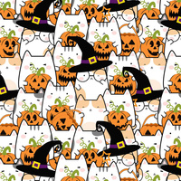 HALLOWEEN CATS WZ. 1- Welur tapicerski