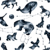 TIERE MIX (GALAKTISCHE TIERE) / weiß - Wasserabweisende Webware