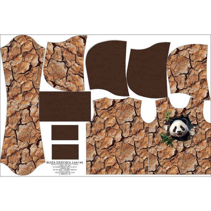 DZIECIĘCA BLUZA Z KAPTUREM (ALEX) - ANIMALS CRACKED wz.4 (panda) - zestaw do uszycia