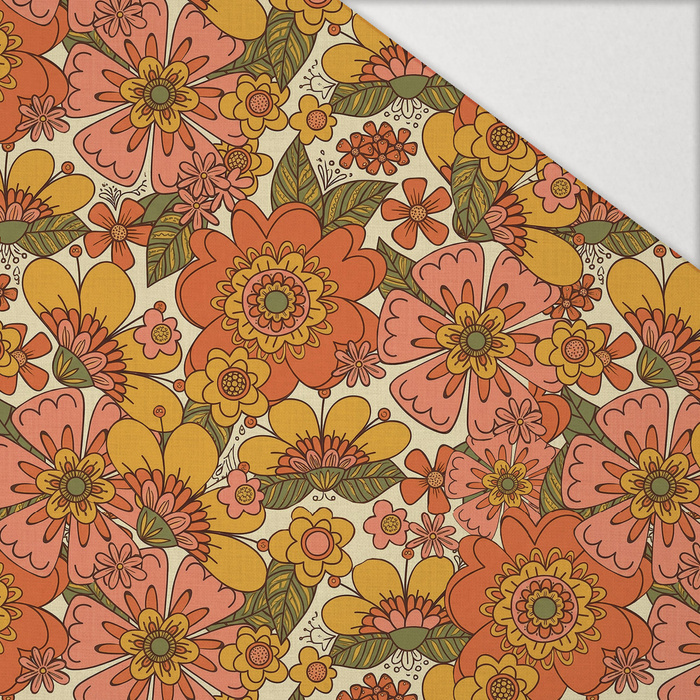 FLOWERS PAPAYA ORANGE WZ. 7 - Hydrophobic brushed knit