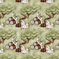 LEŚNE JEDNOROŻCE WZ. 2 / zielone - single jersey z elastanem