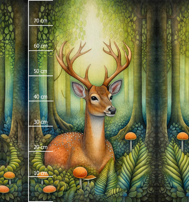 BOHO DEER - Panel (75cm x 80cm) teplákovina počesaná s elastanem ITY