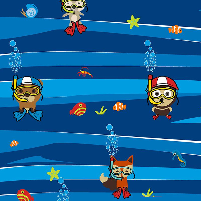 ANIMALS IN WATER - quick-drying woven fabric