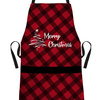 CHRISTMAS APRON - MERRY CHRISTMAS / VICHY GRID BLACK / red
