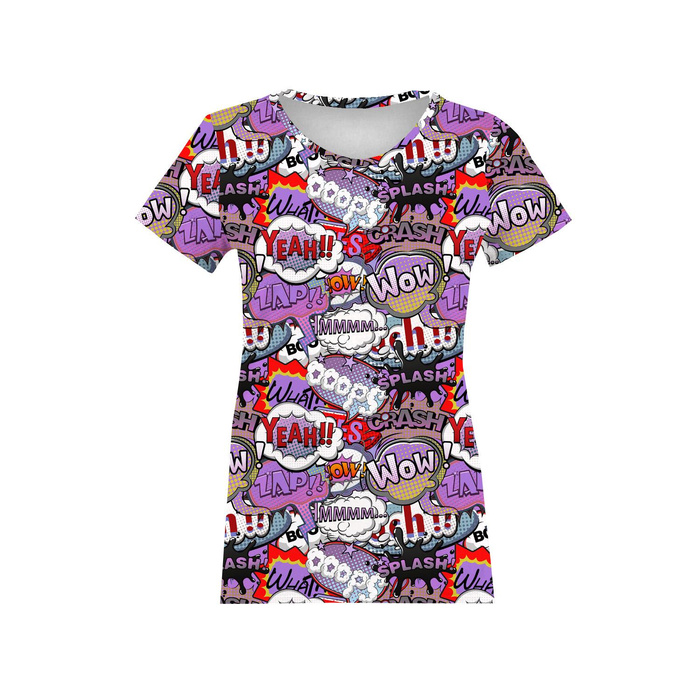 DAMEN T-SHIRT - COMICS (violet - rot) - Single Jersey XXXL