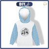 KID'S HOODIE (ALEX) - PENGUINS / FROSTED TWIGS (ENCHANTED WINTER) - looped knit fabric (86/92)