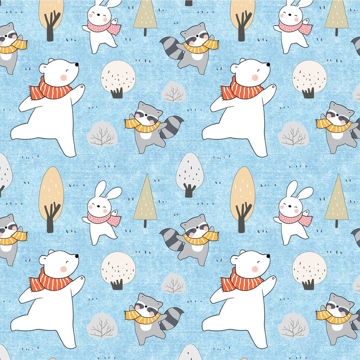 WINTER PARTY PAT. 1 (WINTER FUN) / ACID WASH LIGHT BLUE - single jersey with elastane