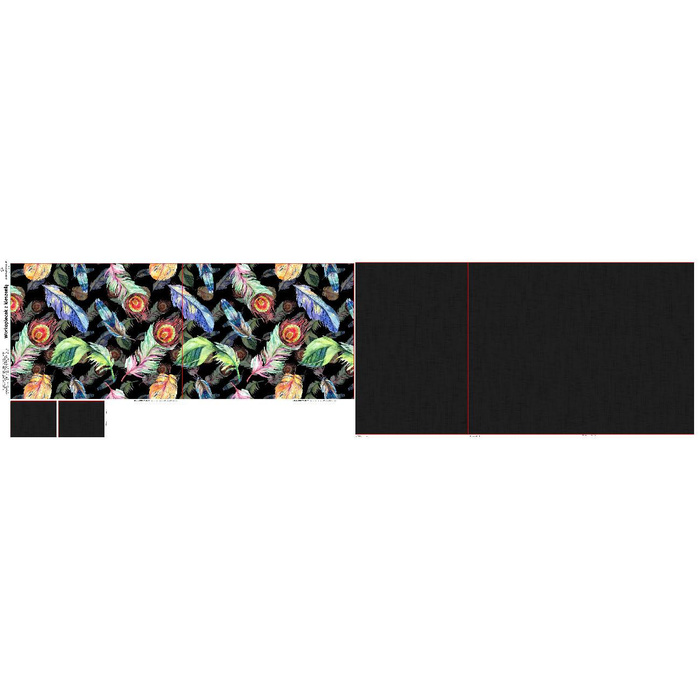 TURNBEUTEL MIT TASCHE - PFAUENFEDERN / schwarz - Nähset