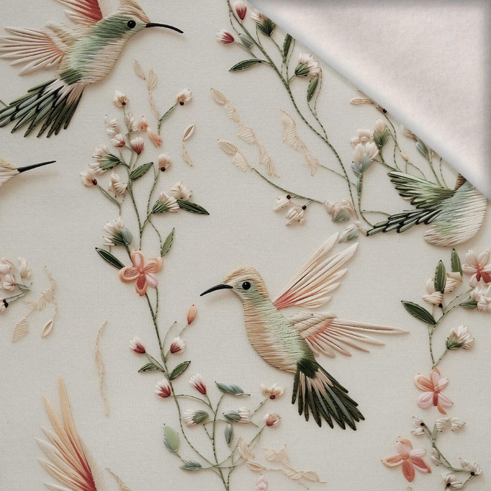 PASTEL BIRDS PAT. 6 (Hummingbirds) - brushed knitwear with elastane ITY