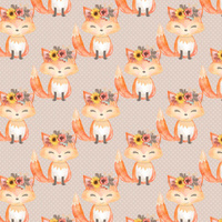 FOXES AND DOTS / beige (FOXES AND PUMPKINS)- Upholstery velour