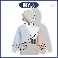 KID'S HOODIE (ALEX) - COLOR BLOCK pat. 3 - looped knit fabric (86/92)