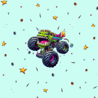 MONSTER TRUCK PAT. 3 -  PANEL (60cm x 50cm) brushed knitwear with elastane ITY