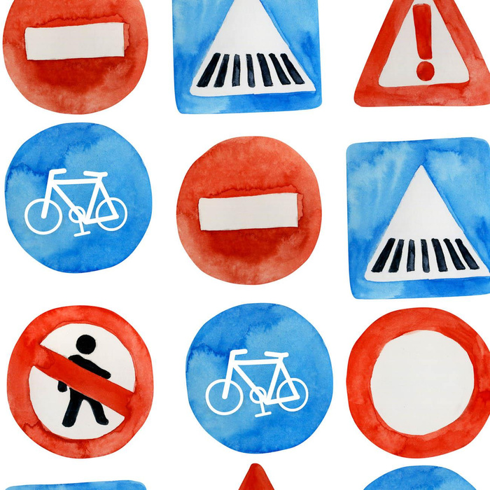 ROAD SIGNS (COLORFUL TRANSPORT) - Cotton woven fabric
