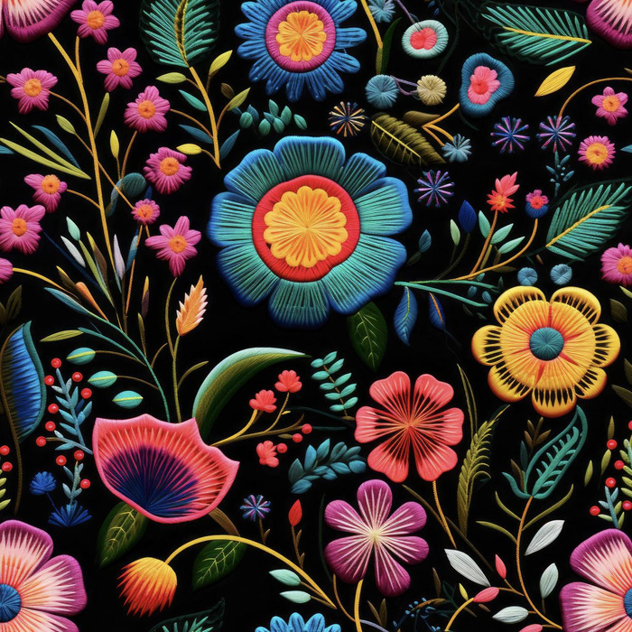 FLOWERS 3D WZ. 9- single jersey z elastanem ITY