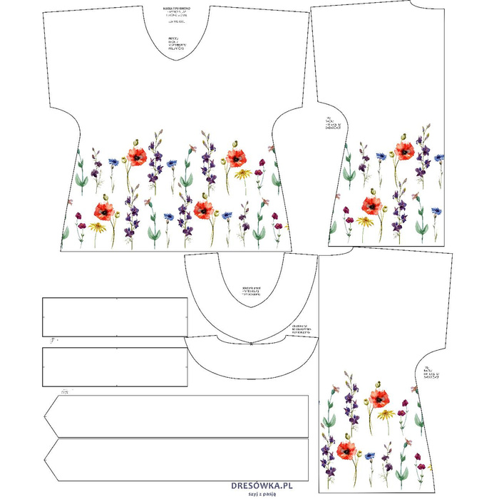 KIMONO BLOUSE - FIELD FLOWERS - sewing set L-XL