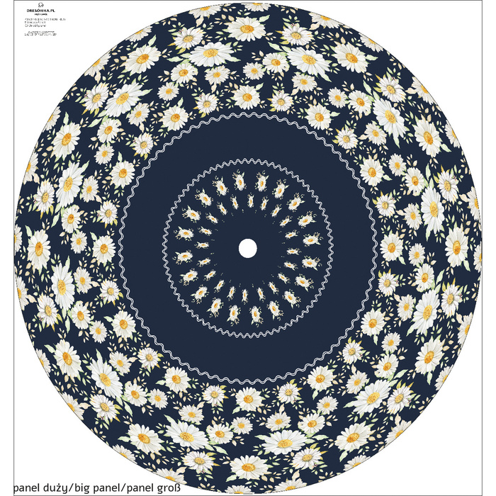 Circle skirt panel - DAISIES PAT. 2 / dark blue